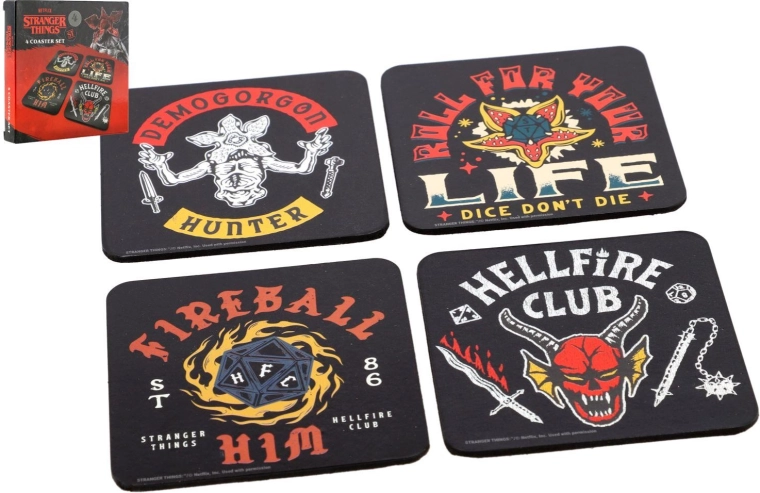 Zestaw korkowych podkładek pod kubki Stranger Things 4 Hellfire Club – 4 szt.