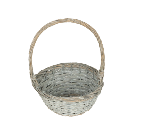Szary wiklinowy koszyk z rączką 26 × 11 × 33 cm