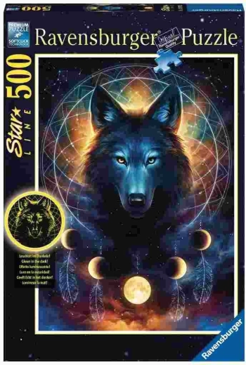 Świecące puzzle Ravensburger Lunarny Wilk 500 elementów
