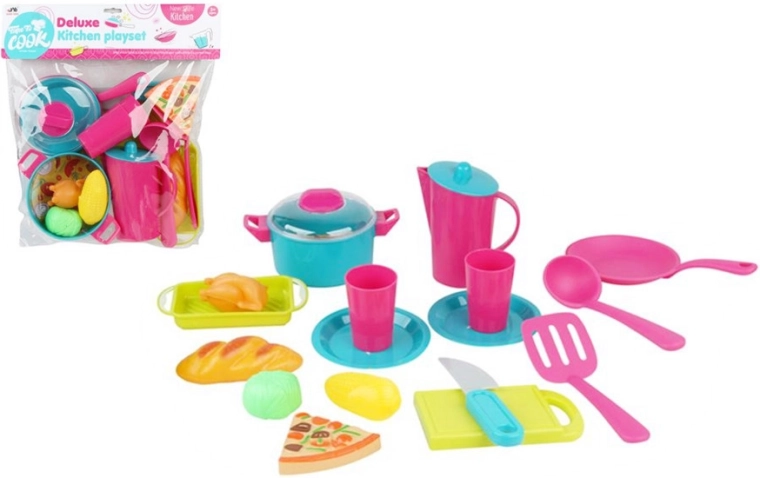 Dziecięcy zestaw naczyń kuchennych w woreczku