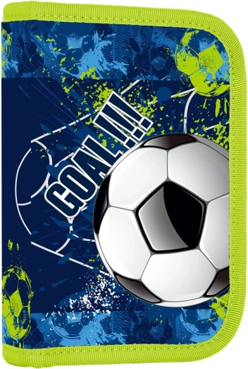 Piórnik szkolny z 2 klapkami Piłka nożna, pusty