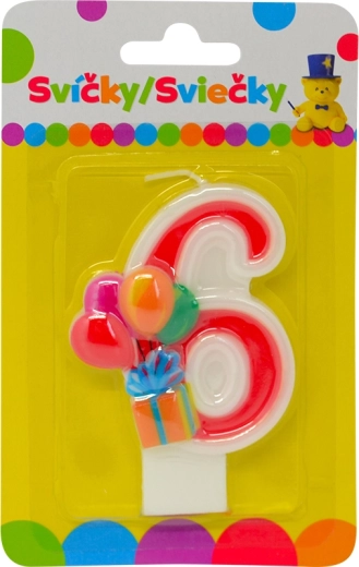 Urodzinowa świeczka z balonikami – cyfra 6