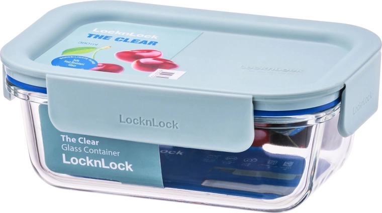 Pojemnik Clear prostokątny z borokrzemowego szkła 380 ml, miętowy