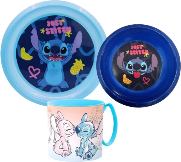 Plastowy zestaw obiadowy Lilo i Stitch (3-częściowy)