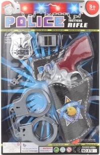 Policyjny zestaw dla dzieci z pistoletem, kajdankami i odznaką