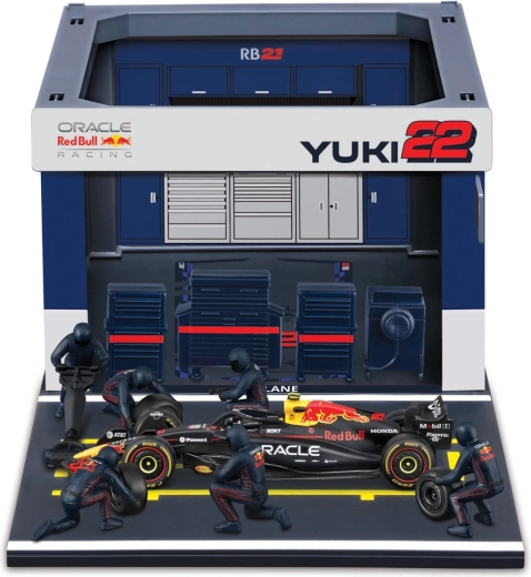 Bburago Formula Racing F1 Pit Pass – zestaw Oracle Red Bull Racing RB21 (2025) Yuki Tsunoda 1:43