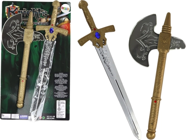 rycerski zestaw miecz i topór dla dzieci z efektami dźwiękowymi