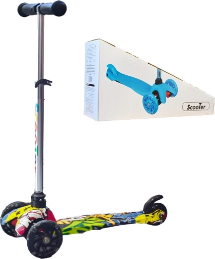 Dziecięca trójkołowa hulajnoga Graffiti ze świecącym kółkiem