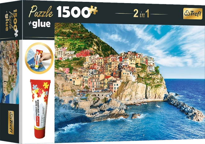 Zestaw puzzli Manarola, Liguria, Włochy 1500 elementów z klejem