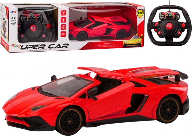 Wyścigowy samochód zdalnie sterowany 1:12 z otwieranymi drzwiami czerwony