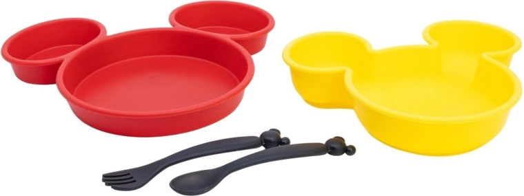 Duży dziecięcy zestaw do jedzenia Stor 4w1 Mickey Mouse czerwony/żółty