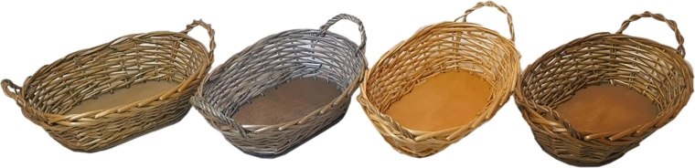 Owalny koszyk z lakierowanej wikliny 30 × 20 × 12 cm z uchwytami