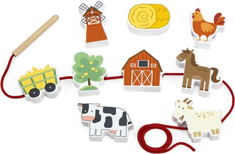 Drewniana farma na sznurku