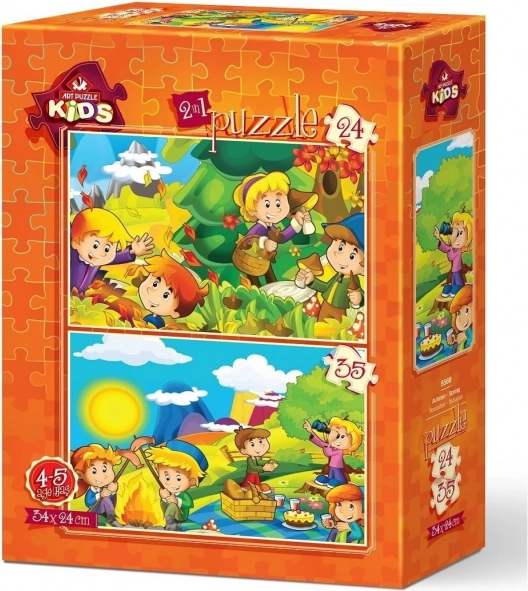 Puzzle Jesień i wiosna 24+35 elementów
