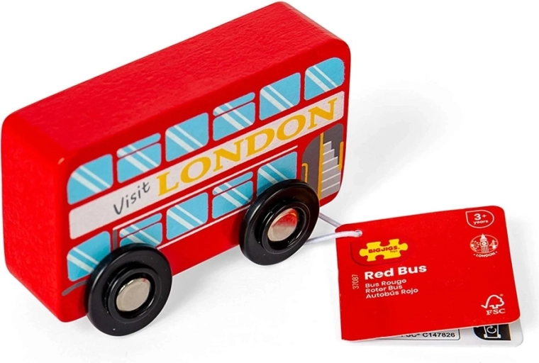 Bigjigs Toys drewniany londyński dwupiętrowy autobus