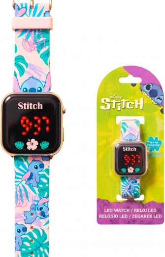 Dziecięcy cyfrowy zegarek LED Disney Lilo & Stitch z silikonowym paskiem