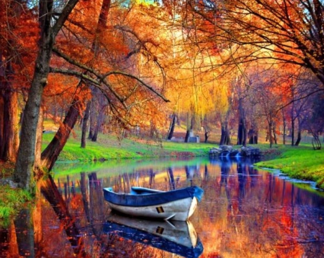 Malowanie diamentowe Opuszczona łódka 30 × 40 cm