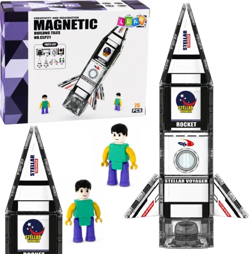 Magnetyczne klocki konstrukcyjne rakieta w kosmos z figurką astronauty (26 szt.)