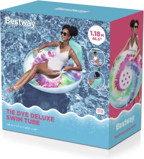 Dmuchane koło z oparciem Bestway Tie Dye 118 × 117 cm