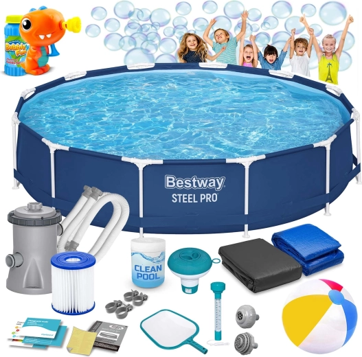 Ogrodowy basen stelażowy 366 × 76 cm BESTWAY Steel Pro 16w1