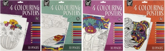 Zestaw plakatów do kolorowania Craft ID z kredkami