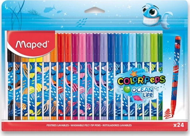 Flamastry MAPED Color’Peps Ocean Life, 24 szt.