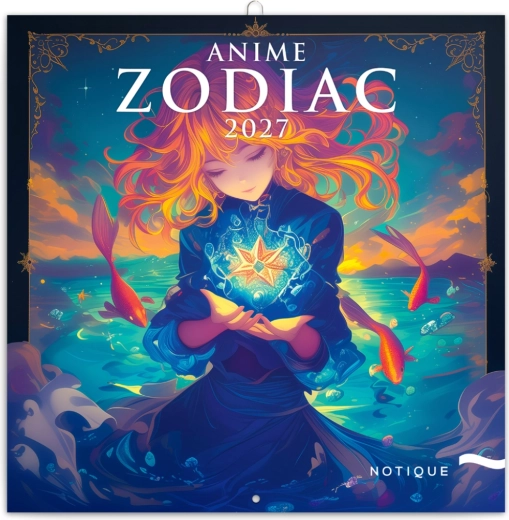 Kalendarz ścienny z notatkami Anime Zodiac 2027, 30 × 30 cm