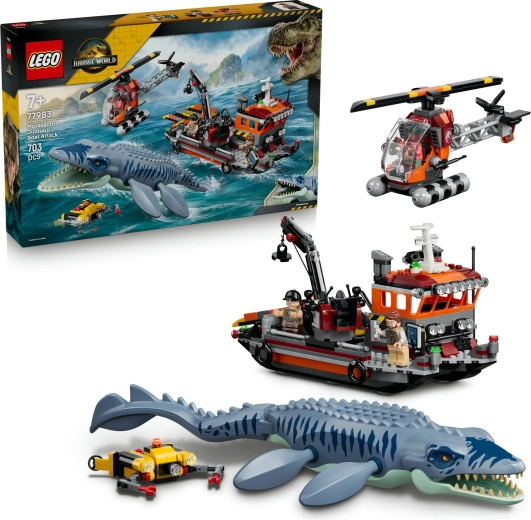 LEGO Jurassic World atak mozazaura na łódź