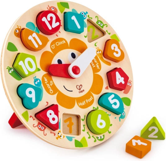 Drewniane puzzle edukacyjne zegar dla dzieci ze stojakiem