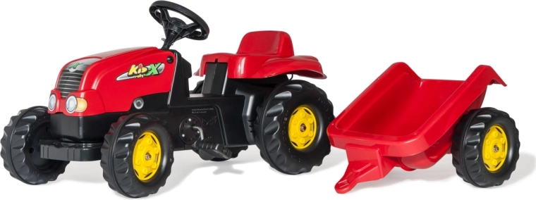 Rolly Toys traktor na pedały Rolly Kid-X z przyczepą czerwony