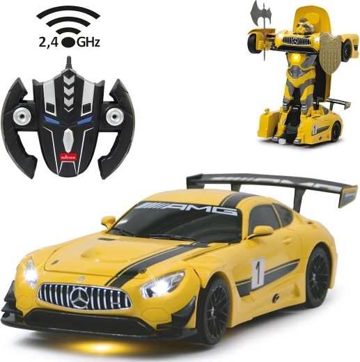 Jamara Mercedes-Benz AMG GT3 transformujące się auto RC/robot 1:14 żółte, 2,4 GHz