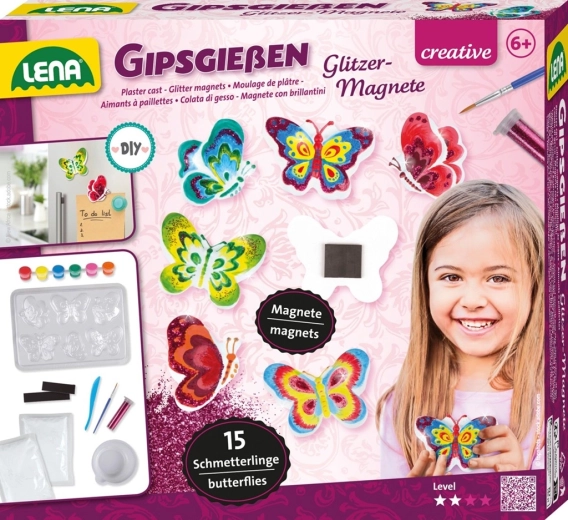 Lena gipsowe magnesy z brokatem Motyle