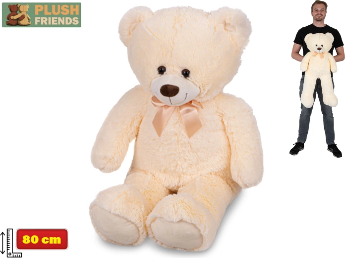 Pluszowy miś 80 cm beżowy z kokardą