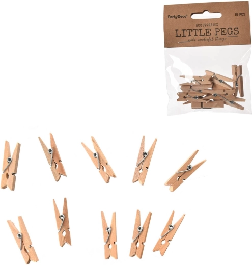 Mini drewniane klamerki brązowe 3,5 cm (10 szt.)
