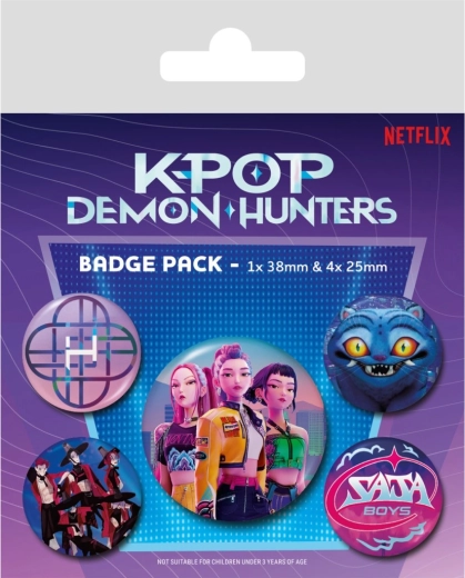 Zestaw metalowych przypinek K‑pop Demon Hunters (Netflix)