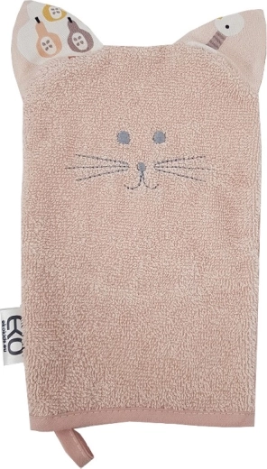 EKO bawełniana myjka z uszkami Cat rose pink 20 × 15 cm
