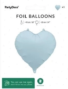 Foliowy balon serce w kolorze mglisty niebieski 45 cm