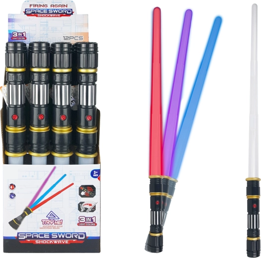 Świetlny miecz teleskopowy Sparkys 3w1 z dźwiękiem i światłem 81 cm