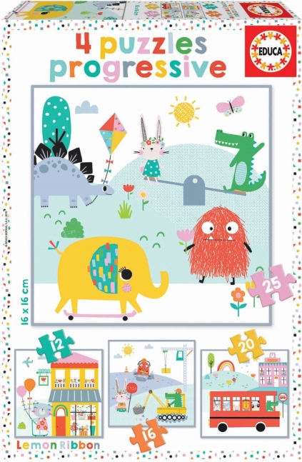 Puzzle dla dzieci EDUCA Lemon Ribbon 4w1 (12–25 elementów)