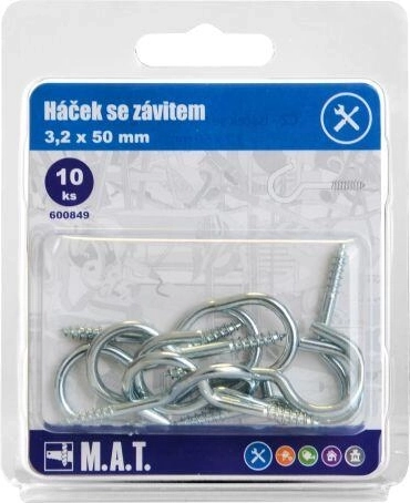 Hak z gwintem 50 × 3,2 mm, ocynkowany (10 szt.)
