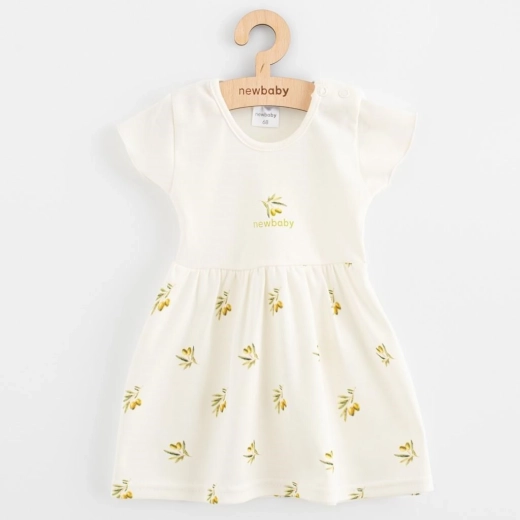 Sukienka niemowlęca z bawełny organicznej z krótkim rękawem New Baby Oliwki, rozmiar 56