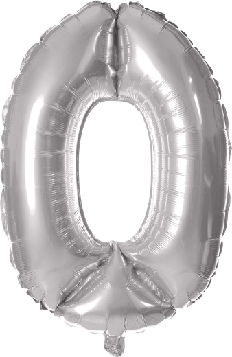 Balon foliowy cyfra 0 30 cm srebrny TORO
