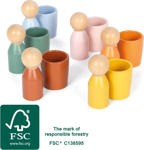 Montessori kubeczki do sortowania z drewnianymi figurkami small foot