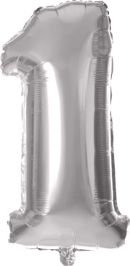 Balon foliowy cyfra 1 30 cm srebrny TORO