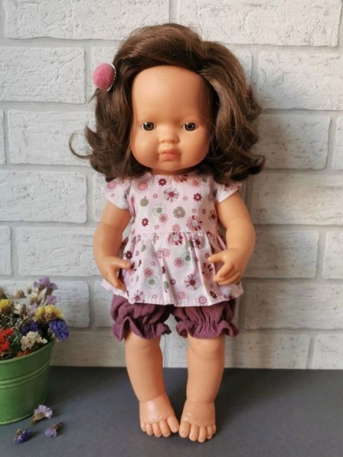 Tunika i majteczki dla lalki 38 cm różowe rozetki