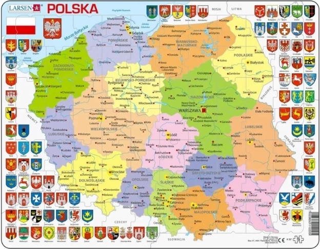 Larsen polityczna mapa Polski – edukacyjne puzzle w ramce