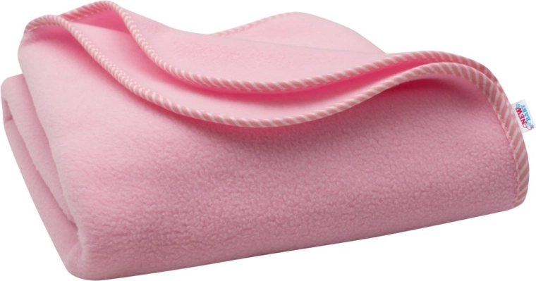 dziecięcy kocyk z polaru New Baby 100 × 75 cm różowy, w paski