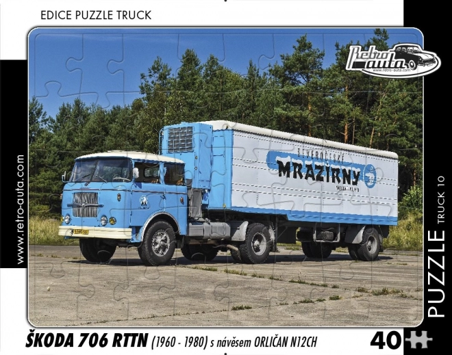 Puzzle Retro auta Ciężarówka Škoda 706 RTTN z naczepą Orličan N12CH 40 elementów