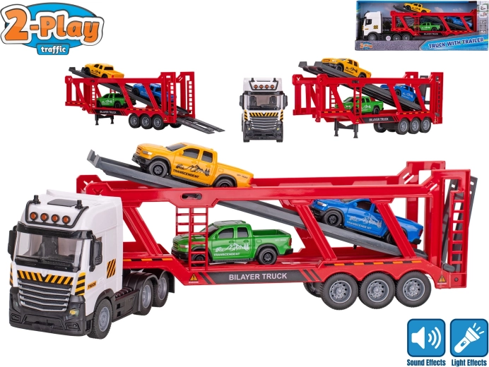 2-Play Traffic transporter samochodów z napędem bezwładnościowym ze światłem i dźwiękiem + 3 autka 38 cm