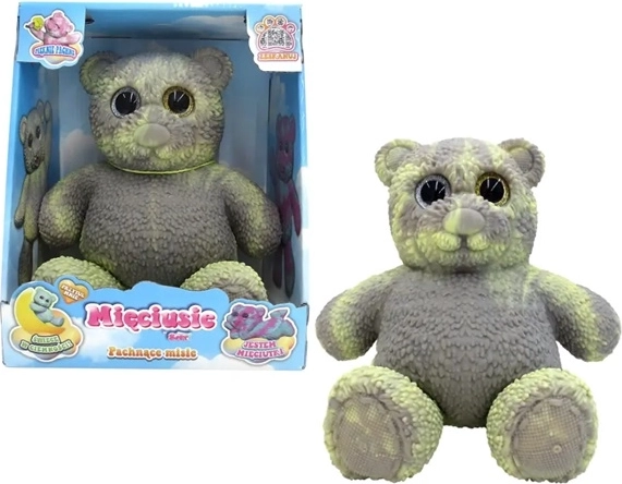 EPEE Mięciuś miękki miś świecący w ciemności 28 cm szaro-żółty